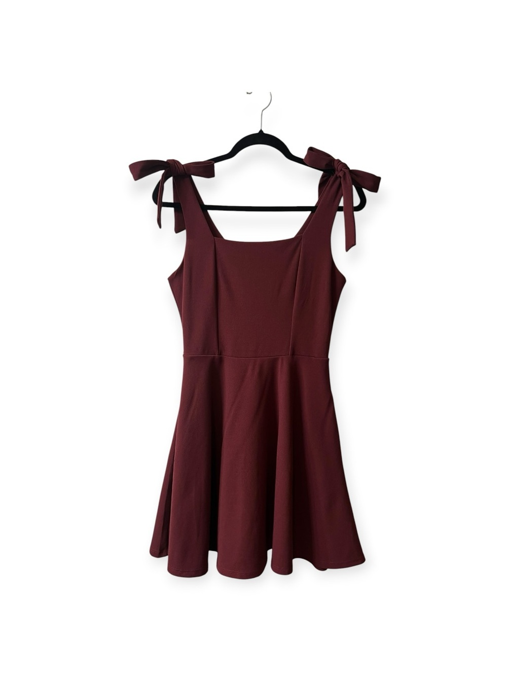 Trixxi Burgundy Tie-Shoulder Skater Dress